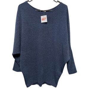 🔷 NWT Jenny Boston Navy Dolman Sleeve Knit Top | Size M | Made in USA